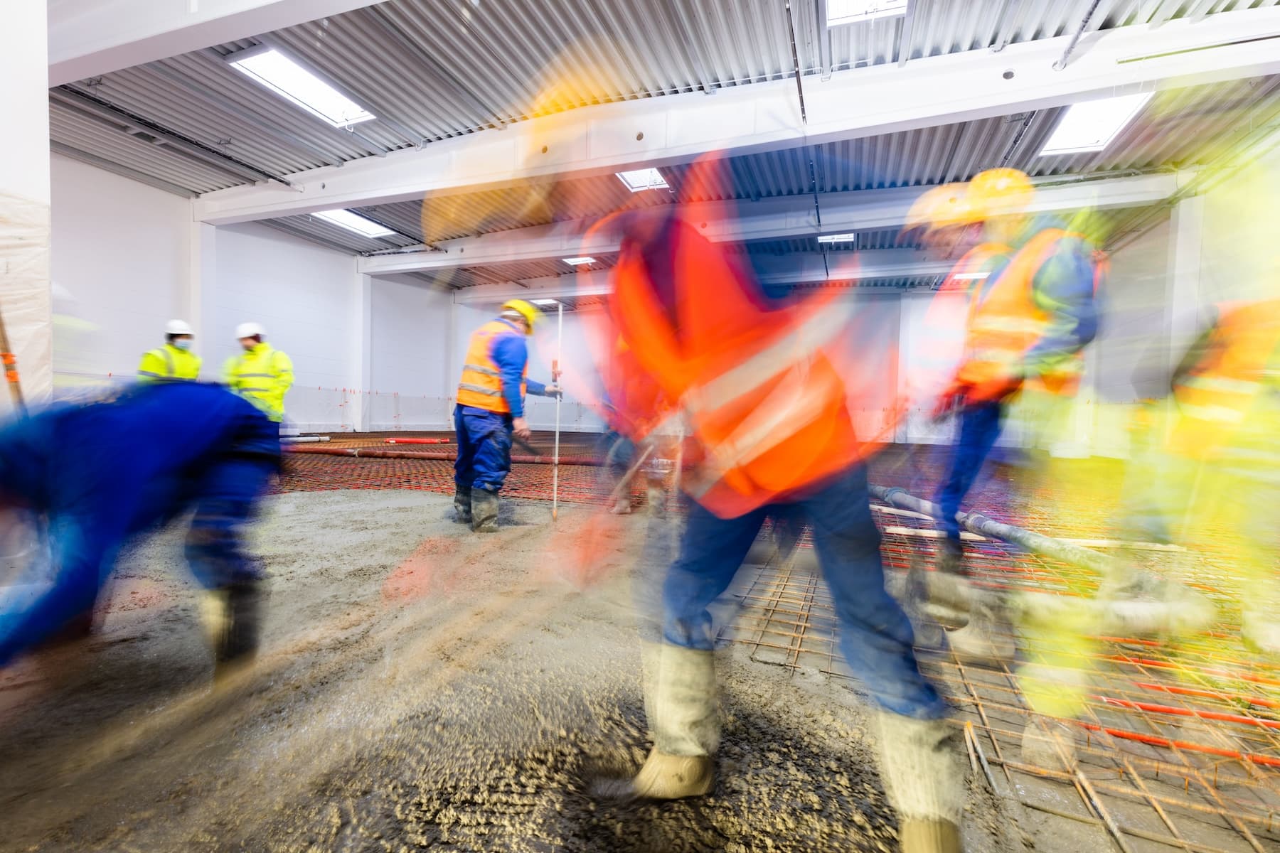 Construction workers on an active job site